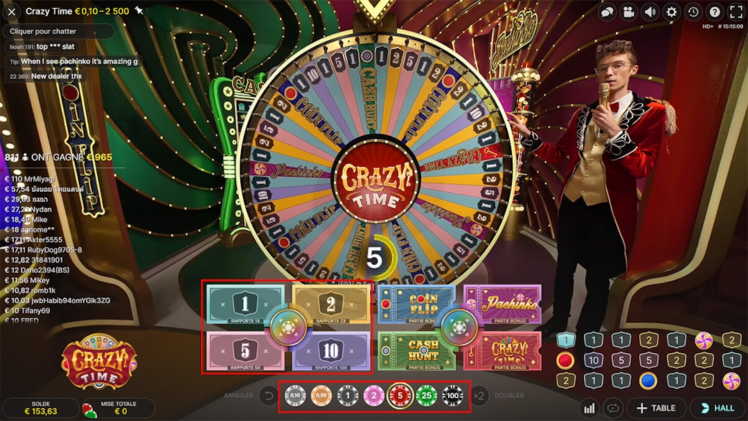 Our Crazy Time live game features